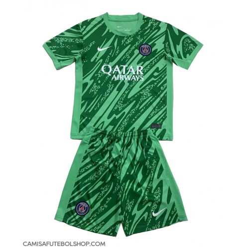 Camisa de time de futebol Paris Saint-Germain Goleiro Replicas 1º Equipamento Infantil 2024-25 Manga Curta (+ Calças curtas)